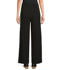 Eileen Fisher Ribbed Knit Flat Front Wide Leg Pants