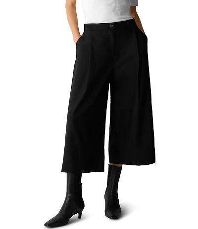 Eileen Fisher Seasonless Wool Pleated Culotte Trouser Pants