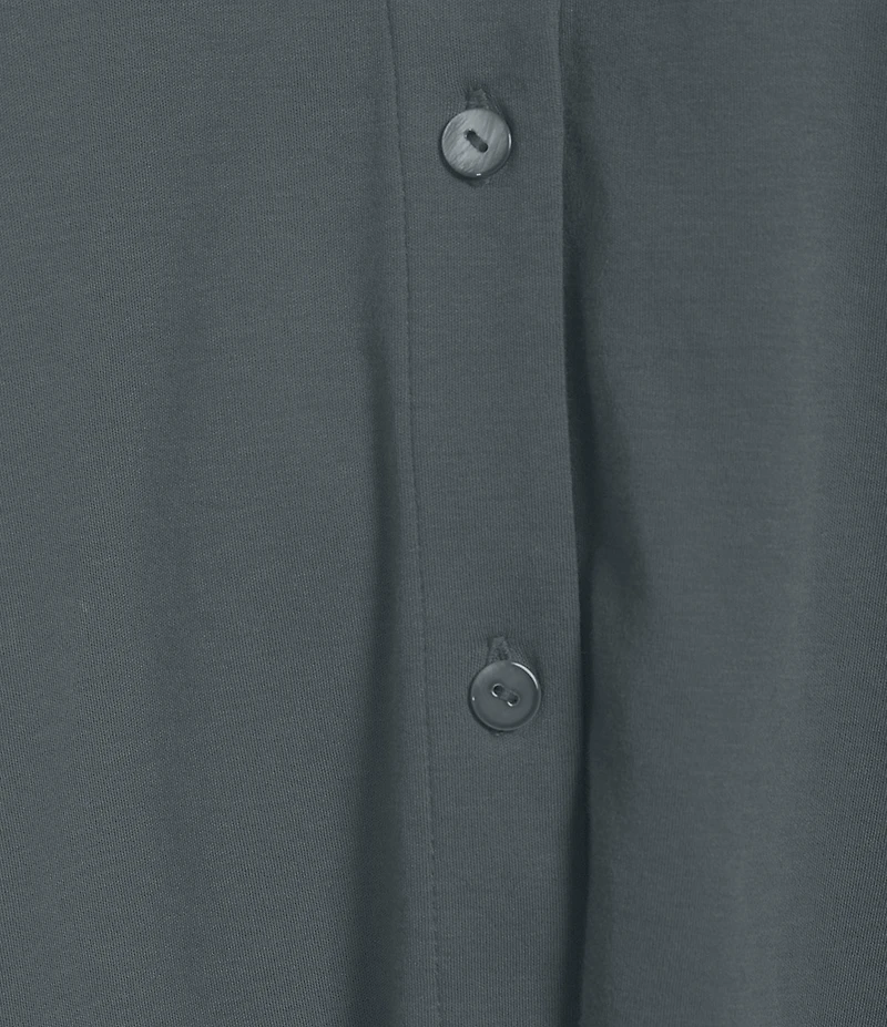 Eileen Fisher Organic Cotton Short Sleeve Interlock Knit Notch Collar Sleep Top