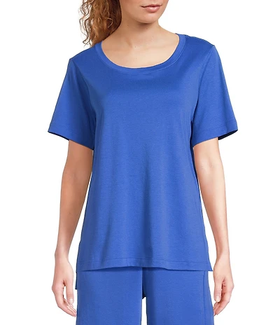 Eileen Fisher Organic Cotton Coordinating Short Sleeve Round Neck Knit Sleep Top