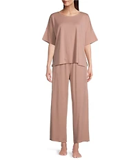 Eileen Fisher Organic Cotton Short Sleeve Round Neck Knit Sleep Top