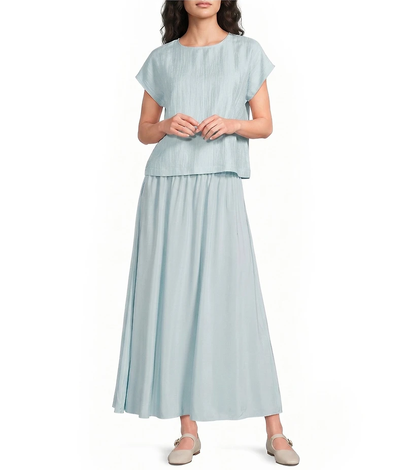 Eileen Fisher Silk Crepe De Chine A-line Midi Skirt