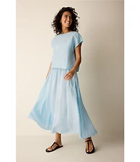 Eileen Fisher Silk Crepe De Chine A-line Midi Skirt
