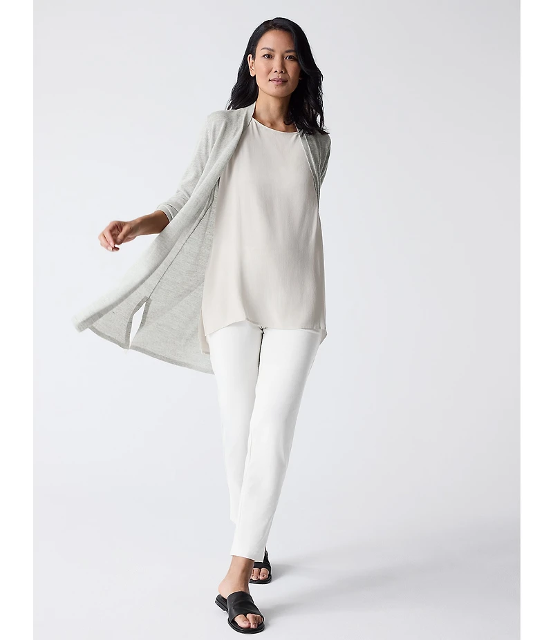 Eileen Fisher Silk Georgette Crepe Boat Neck Sleeveless Tunic
