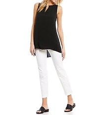 Eileen Fisher Silk Georgette Crepe Boat Neck Sleeveless Tunic