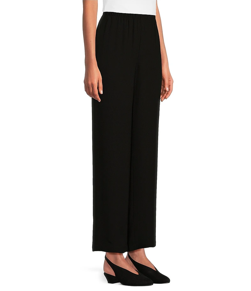 Eileen Fisher Silk Georgette Crepe Elastic Waist Pants