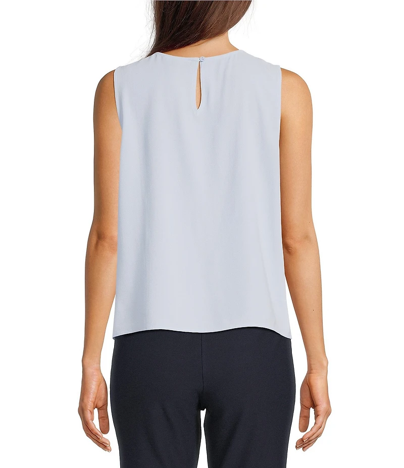Eileen Fisher Silk Georgette Crepe Round Neck Sleeveless Tank