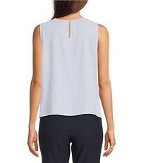 Eileen Fisher Silk Georgette Crepe Round Neck Sleeveless Tank