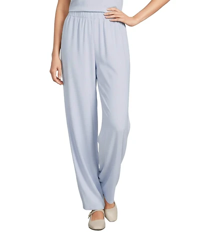 Eileen Fisher Silk Georgette Crepe Wide Ankle Pants