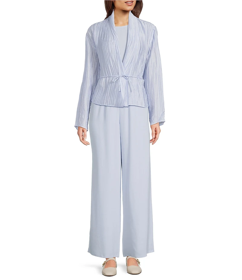 Eileen Fisher Silk Georgette Crepe Wide Ankle Pants