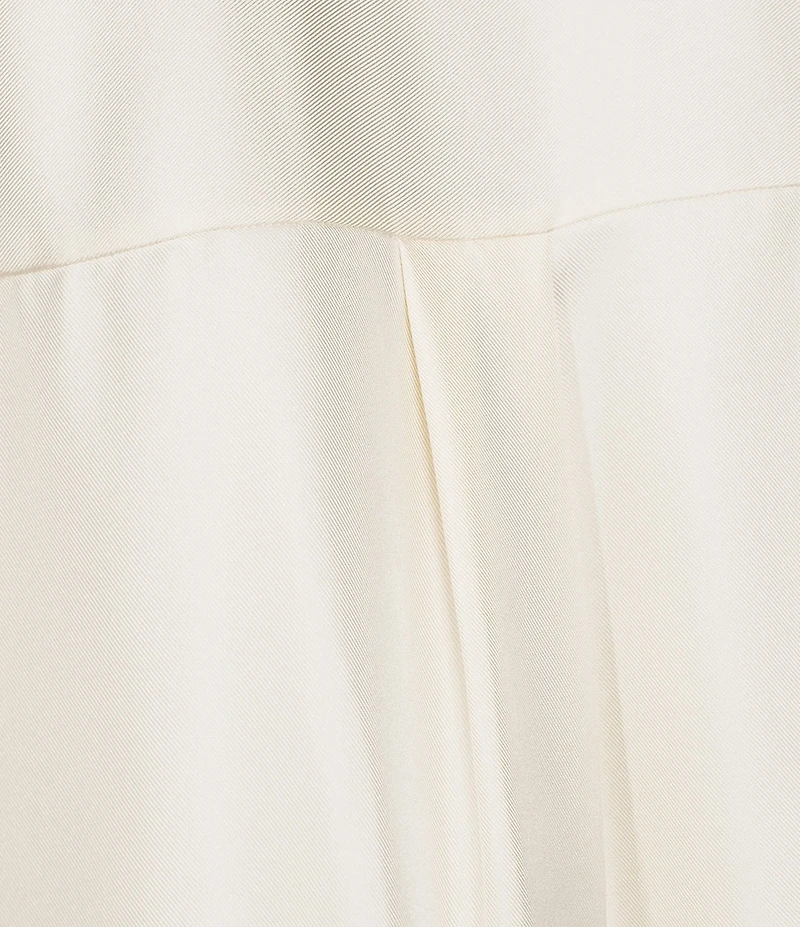 Eileen Fisher Silk Twill Mandarin Collar Long Sleeve Button Front Top