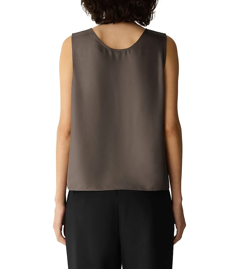 Eileen Fisher Silk Twill Scoop Neck Sleeveless Tank