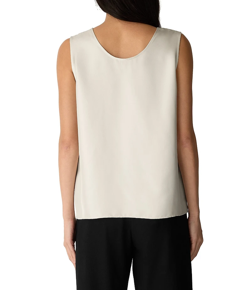 Eileen Fisher Silk Twill Scoop Neck Sleeveless Tank