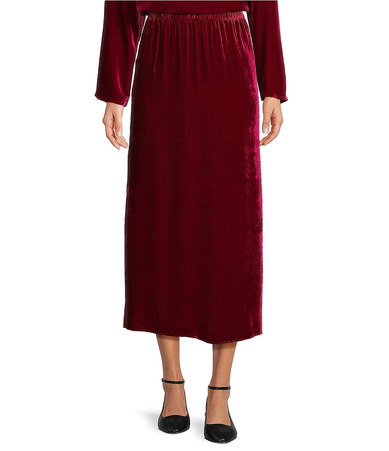 Eileen Fisher Silk Velvet Flared Midi Skirt
