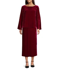 Eileen Fisher Silk Velvet Flared Midi Skirt