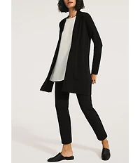 Eileen Fisher Simple Side Slit Open Front Merino Wool Cardigan