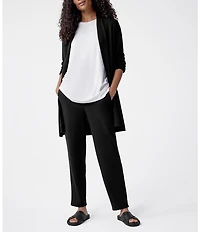 Eileen Fisher Simple Side Slit Open Front Merino Wool Cardigan