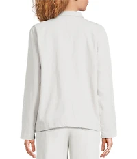 Eileen Fisher Slubby Organic Cotton-Linen High Collar Long Sleeve Zip-Up Jacket