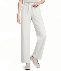 Eileen Fisher Slubby Organic Cotton-Linen Straight Leg Pull-On Pants