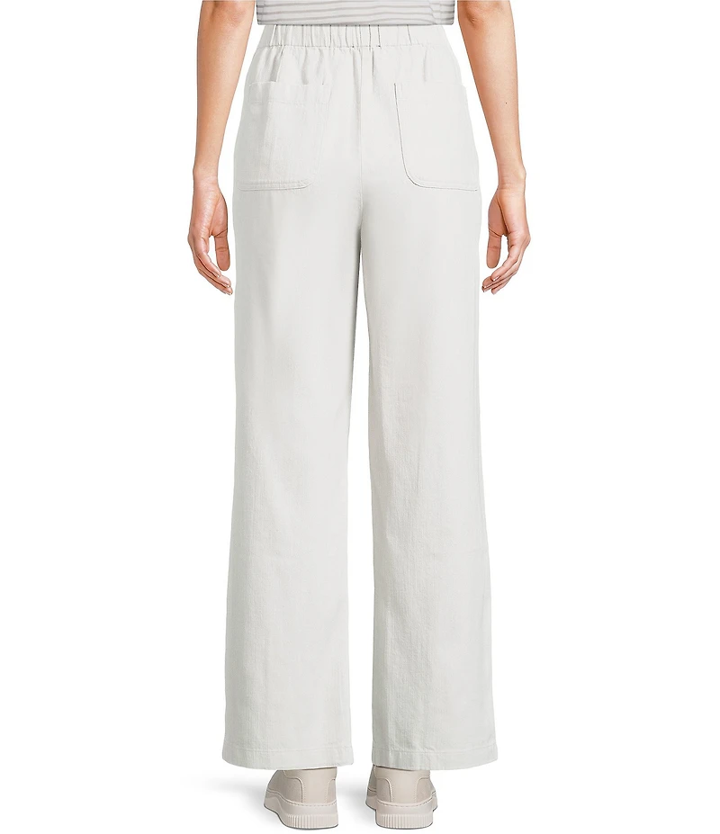Eileen Fisher Slubby Organic Cotton-Linen Straight Leg Pull-On Pants