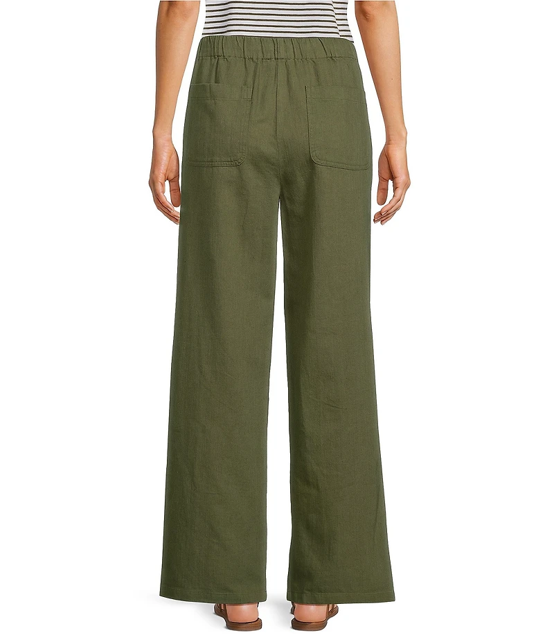 Eileen Fisher Slubby Organic Cotton-Linen Straight Leg Pull-On Pants