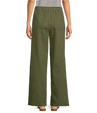 Eileen Fisher Slubby Organic Cotton-Linen Straight Leg Pull-On Pants