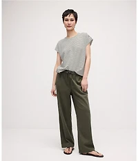 Eileen Fisher Slubby Organic Cotton-Linen Straight Leg Pull-On Pants