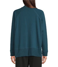 Eileen Fisher Organic Cotton Blend Soft Knit High Neck Long Sleeve Top