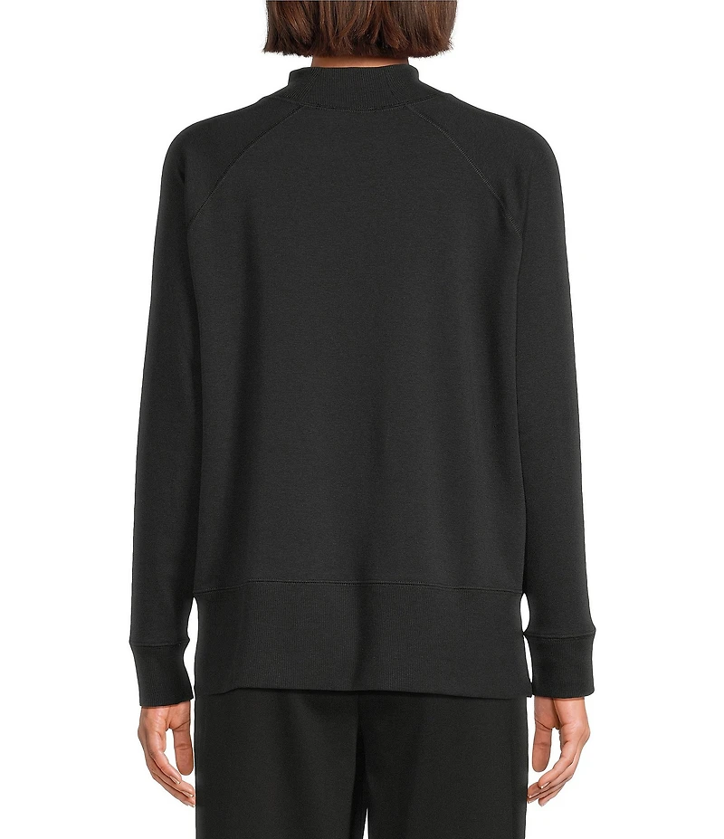 Eileen Fisher Organic Cotton Blend Soft Knit High Neck Long Sleeve Top