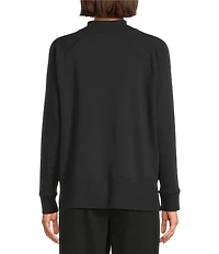 Eileen Fisher Organic Cotton Blend Soft Knit High Neck Long Sleeve Top