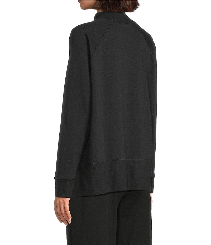 Eileen Fisher Organic Cotton Blend Soft Knit High Neck Long Sleeve Top