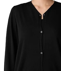 Eileen Fisher Soft Knit Wool V-Neck Long Sleeve Cardigan