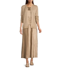 Eileen Fisher Soft Knit Wool V-Neck Long Sleeve Cardigan