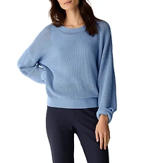 Eileen Fisher Soft Organic Cotton Blend Knit Round Neck Long Sleeve Top