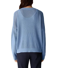 Eileen Fisher Soft Organic Cotton Blend Knit Round Neck Long Sleeve Top