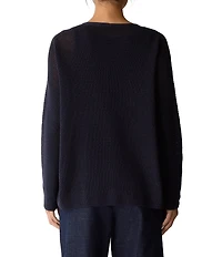 Eileen Fisher Soft Organic Cotton Blend Knit V-Neck Long Sleeve Cardigan