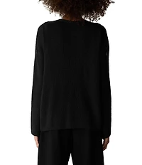 Eileen Fisher Soft Organic Cotton Blend Knit V-Neck Long Sleeve Cardigan