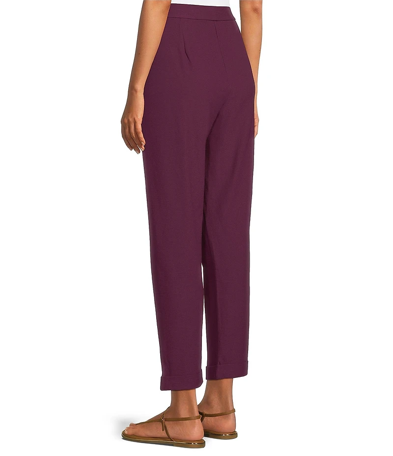 Eileen Fisher Stretch Crepe Flat Front Ankle Tapered Pants