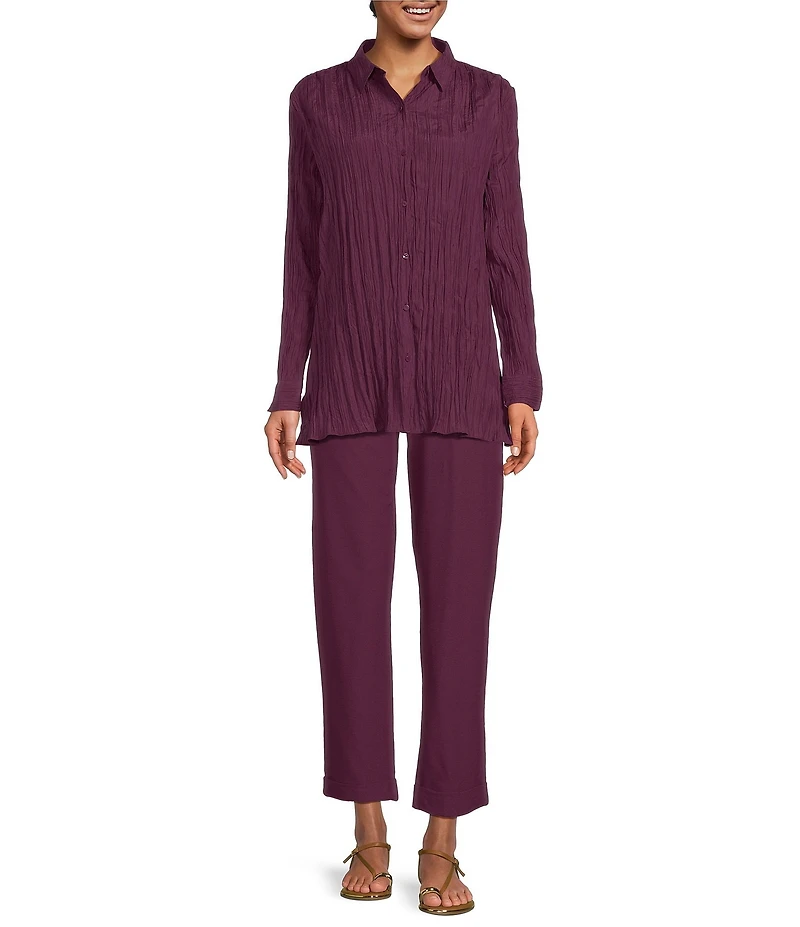 Eileen Fisher Stretch Crepe Flat Front Ankle Tapered Pants