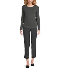 Eileen Fisher Stretch Crepe Flat Front Slim Ankle Pants
