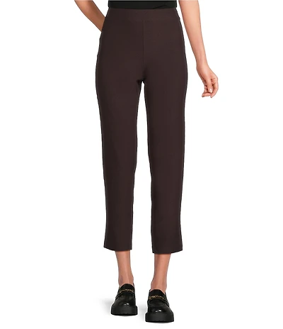Eileen Fisher Stretch Crepe Flat Front Slim Ankle Pants