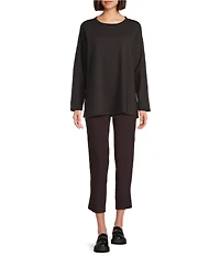 Eileen Fisher Stretch Crepe Flat Front Slim Ankle Pants