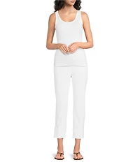 Eileen Fisher Stretch Crepe Flat Front Slim Cropped Pants