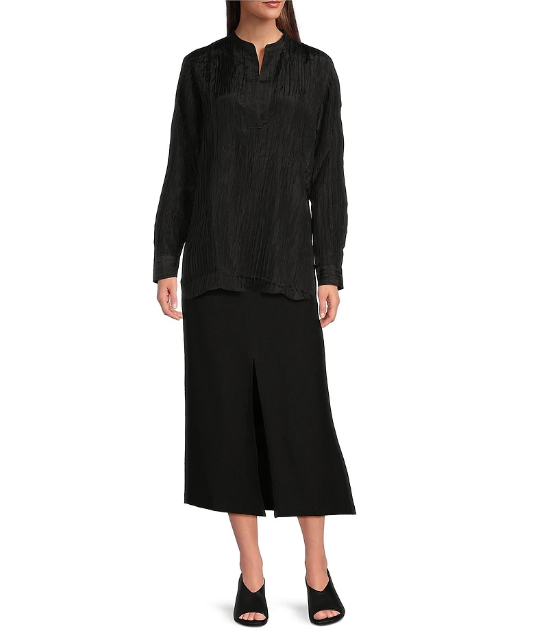 Eileen Fisher Stretch Crepe Front Slit Straight Skirt