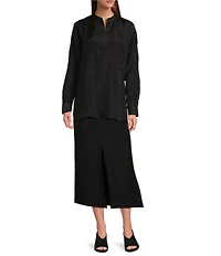 Eileen Fisher Stretch Crepe Front Slit Straight Skirt