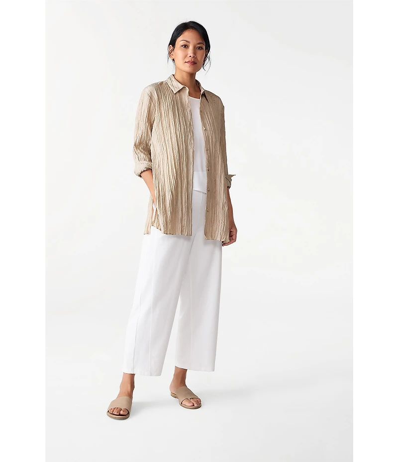 Eileen Fisher Stretch Garment-Dyed Organic Cotton Wide-Leg Pants