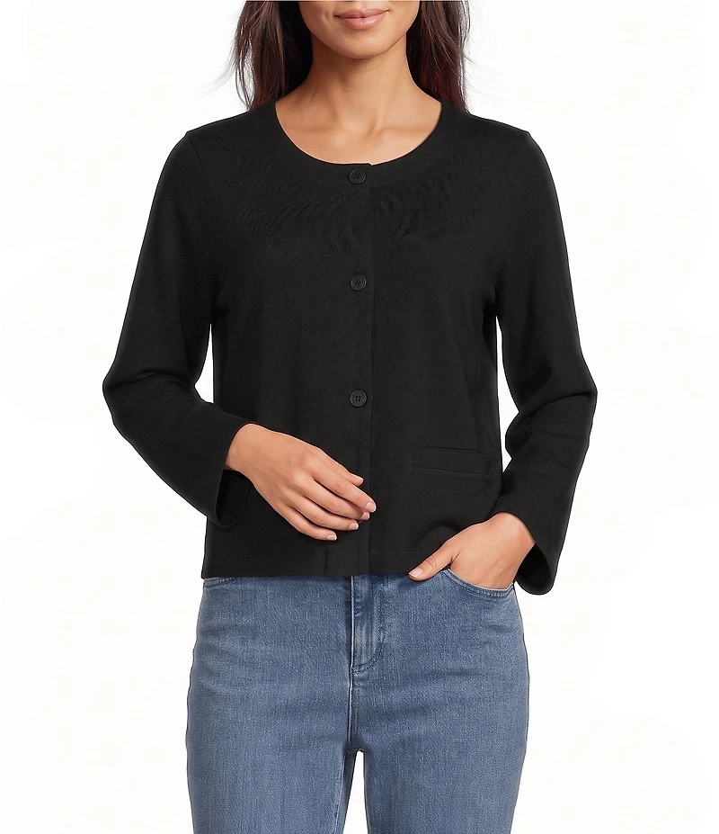 Eileen Fisher Stretch Jersey Crew Neck Long Sleeve Jacket