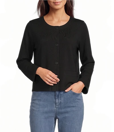 Eileen Fisher Stretch Jersey Crew Neck Long Sleeve Jacket