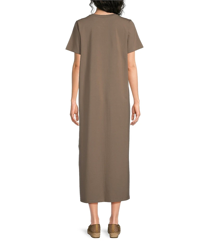 Eileen Fisher Stretch Jersey Crew Neck Short Sleeve Dress