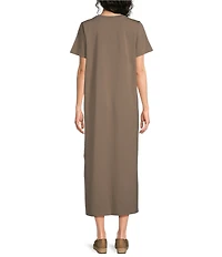 Eileen Fisher Stretch Jersey Crew Neck Short Sleeve Dress